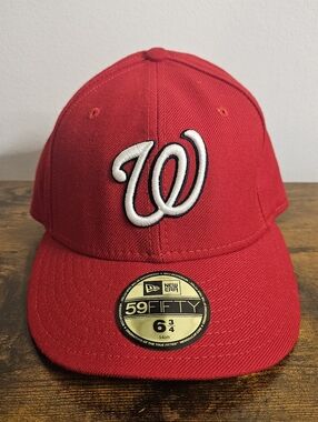 Washington Nationals New Era Red Fitted Cap with White Script W
